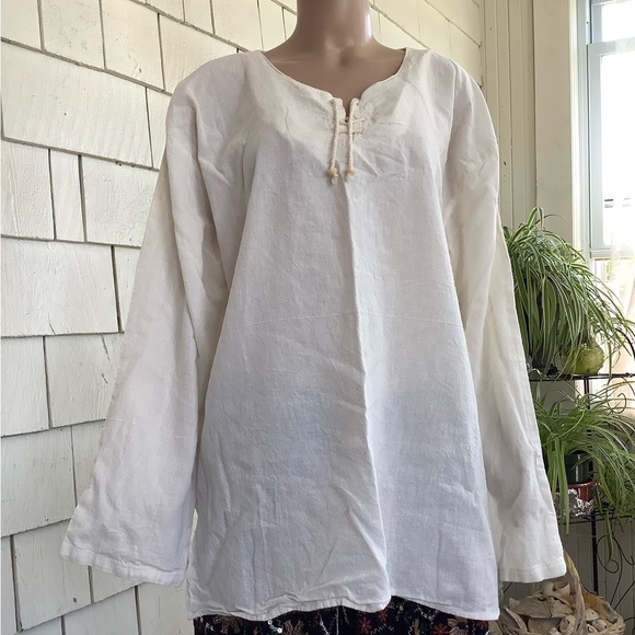 Tops - Vintage poet prairie blouse, cotton, linen, size 46